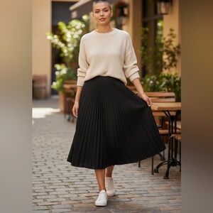 BP Black Midi Pleated Skirt
